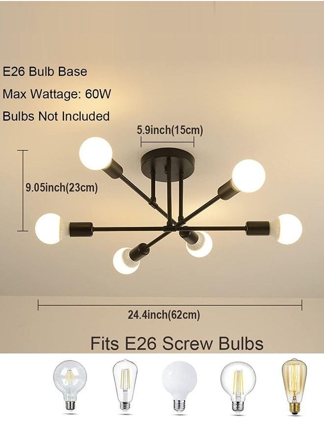 Haikomin 6 Head Modern LED Chandelier Lighting Ceiling Lamp for Bedroom Living Room, Black, without Bulbs  - Image 3