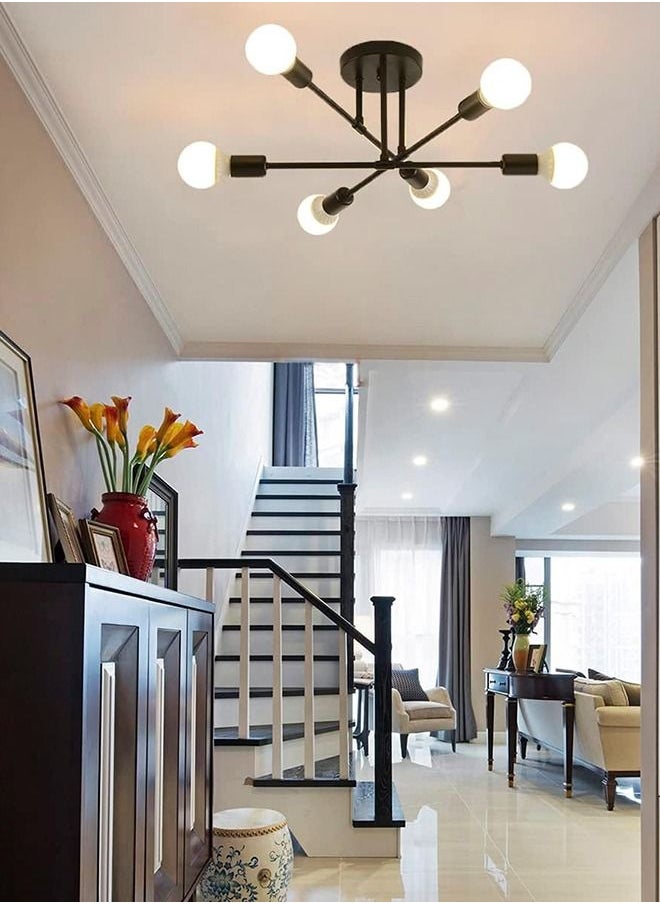 Haikomin 6 Head Modern LED Chandelier Lighting Ceiling Lamp for Bedroom Living Room, Black, without Bulbs  - Image 2