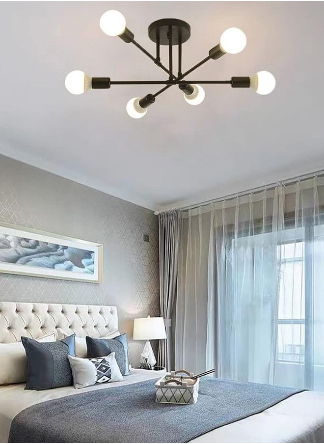 Haikomin 6 Head Modern LED Chandelier Lighting Ceiling Lamp for Bedroom Living Room, Black, without Bulbs  - Image 5