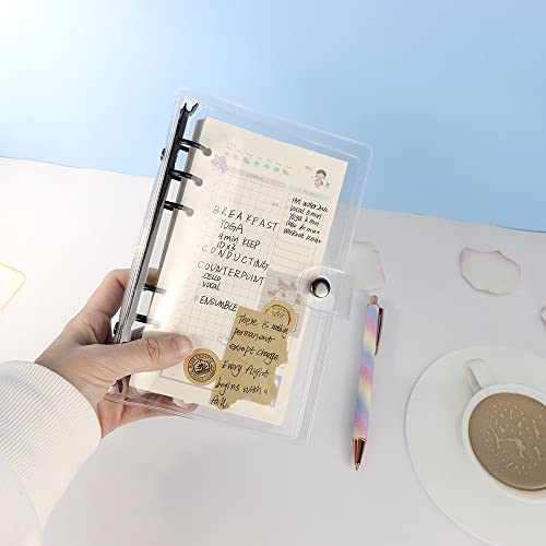 Mogoostry A6 Binder Cover Clear Soft PVC Binders Black Round 6 Ring Snap Button Loose Leaf Folder Refillable Notebook Binder Shell Protector - Image 3