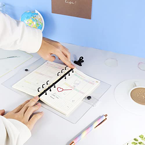Mogoostry A6 Binder Cover Clear Soft PVC Binders Black Round 6 Ring Snap Button Loose Leaf Folder Refillable Notebook Binder Shell Protector - Image 5