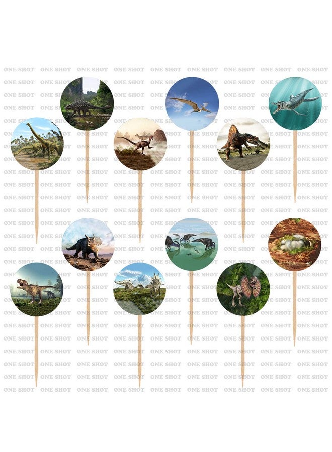 ONE SHOT Dinosaur Cupcake Toppers Set of 12 - Image 1