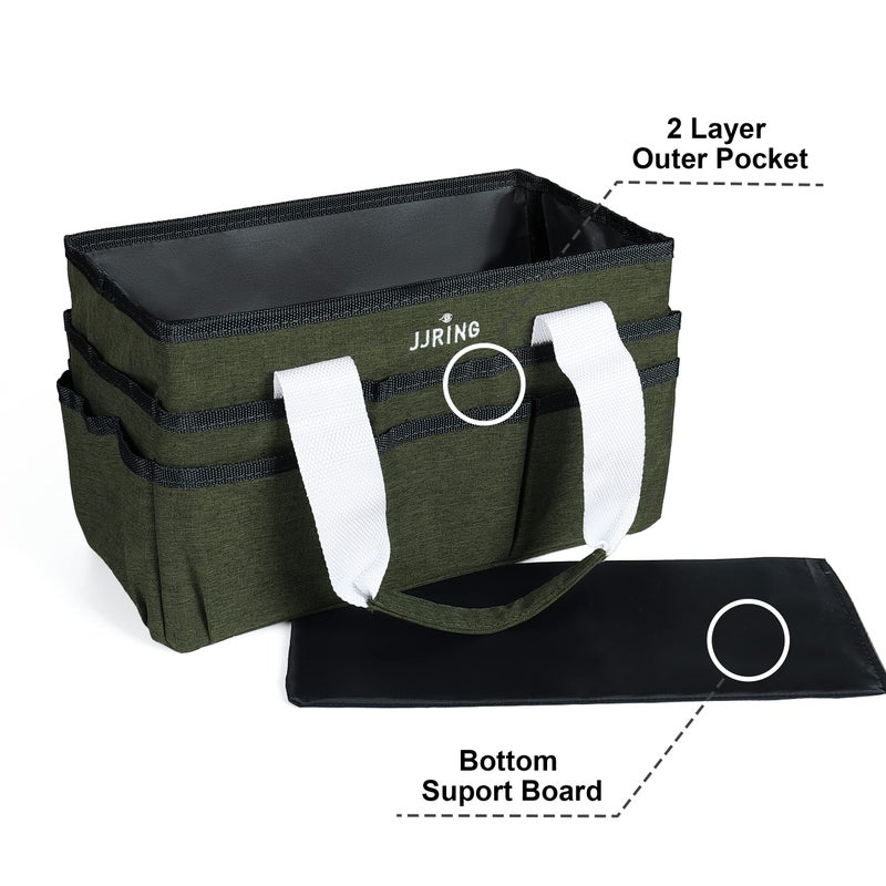 JJRING Craft Organizer Tote Bag, Art Storage Caddy with Multiple Pockets, Sap Green Sewing Bag for Art, Craft, Scrapbooking, Medical, and Office Supplies Storage - Image 3