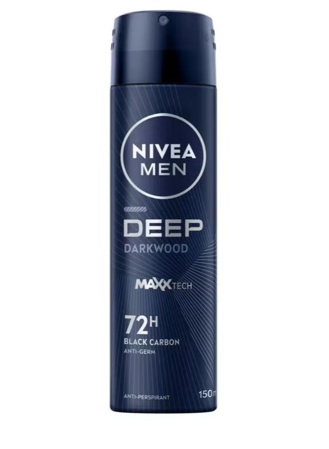 نيفيا مين ديب دارك وود سبراي للرجال برائحة الكربون الأسود المضاد للبكتيريا 150 مل - Image 1