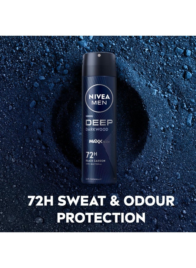 نيفيا مين ديب دارك وود سبراي للرجال برائحة الكربون الأسود المضاد للبكتيريا 150 مل - Image 3