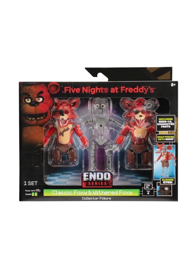 Five Nights at Freddy's مجموعة تماثيل الحركة فريدي’s ليالي الخمسة إندو سيريز كلاسيك فوكسي وفوكسي المتآكل (15.24 سم، عبوة من 3) - Image 1