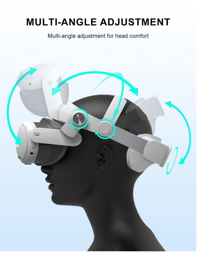 SYOSI Head Strap for Meta Quest3 Comfortable VR Accessories with Adjustable Design Support Face Protective Pad Cover Replacement Headset Accessory Elite Headstrap Replacement for Meta Oculus Quest3 White - Image 3