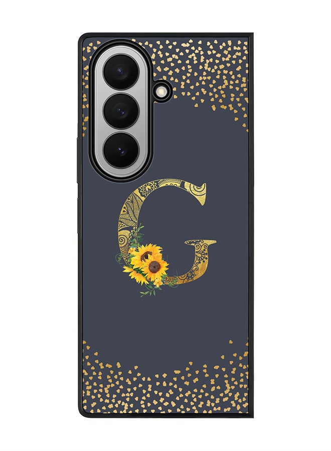 Stylizedd For Samsung Galaxy Z Fold7 Case,Slim fit Camera Protection, Shockproof Thin Phone cover  - Custom Floral Monogram - G  (Grey )