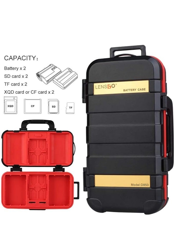 LENSGO LENSGO Camera Battery Memory Card Case, Memory Card Hard Protector Case D850 Professional Water-Resistant & Anti-Shock Storage Box for 2 Camera Batteries 4 SD Cards 2 CF Cards 8 TF Cards  - Image 3