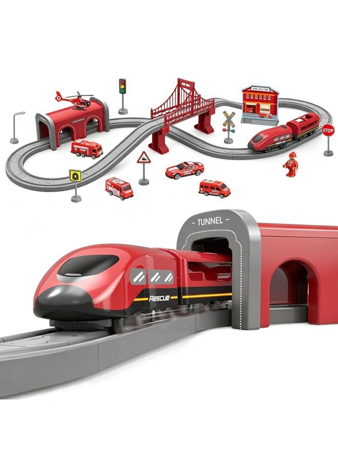 Wdmiya Train Sets for Boys 4-7, 66 Pcs Battery Operated Train Set with Tracks(Magnetic Connection), Compatible with Thomas, Brio, Chuggington, Melissa and Doug, Gifts for 3 4 5 6 Years Old Boys Girls - Image 1