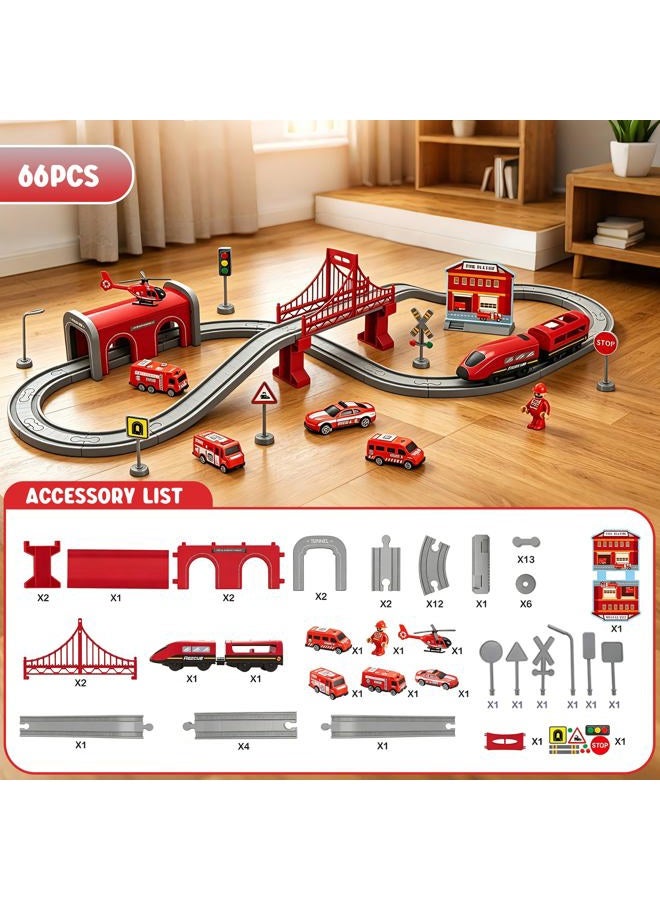 Wdmiya Train Sets for Boys 4-7, 66 Pcs Battery Operated Train Set with Tracks(Magnetic Connection), Compatible with Thomas, Brio, Chuggington, Melissa and Doug, Gifts for 3 4 5 6 Years Old Boys Girls - Image 2
