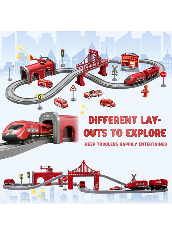Wdmiya Train Sets for Boys 4-7, 66 Pcs Battery Operated Train Set with Tracks(Magnetic Connection), Compatible with Thomas, Brio, Chuggington, Melissa and Doug, Gifts for 3 4 5 6 Years Old Boys Girls - Image 4