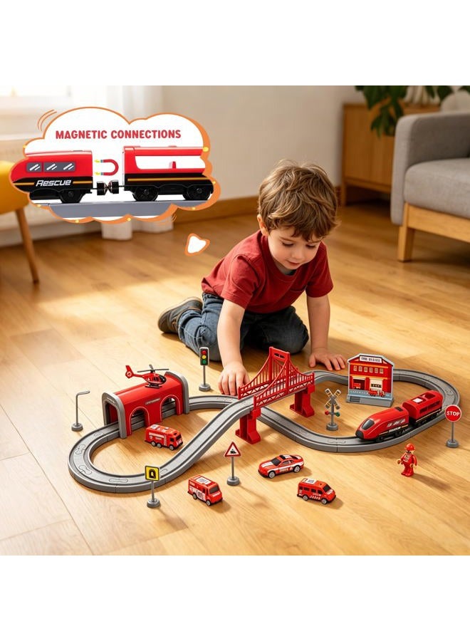 Wdmiya Train Sets for Boys 4-7, 66 Pcs Battery Operated Train Set with Tracks(Magnetic Connection), Compatible with Thomas, Brio, Chuggington, Melissa and Doug, Gifts for 3 4 5 6 Years Old Boys Girls - Image 5