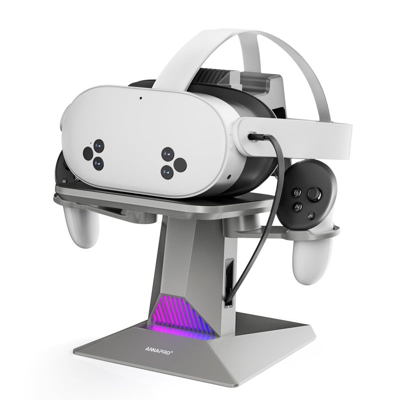 ANNAPRO CD1 Charging Dock for Meta Quest 3S/3, Quest 2, Retractable Charging Cable to Charge VR Headset, RGB Charging Station Accessories Compatible with Elite Strap and Controllers - Image 1