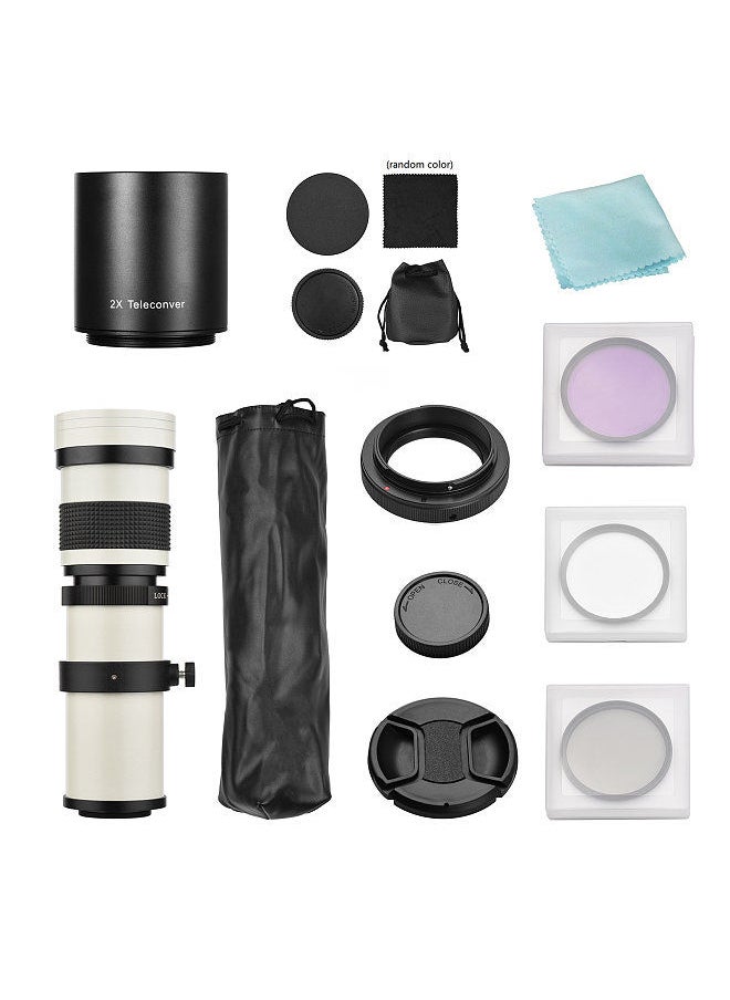 Generic Camera MF Super Telephoto Zoom Lens F/8.3-16 420-800mm T Mount + UV/CPL/FLD Filters Set +2X 420-800mm Teleconverter Lens + T2-EOS Adapter Ring Replacement  - Image 5