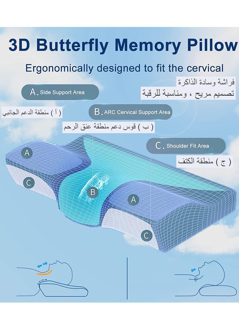 Generic - Cervical Pillow for Neck and Shoulder Pain Relief Support Memory Foam Pillows for Sleeping Ergonomic Orthopedic Contour Pillow Odorless Bed Pillow for Side Back Stomach Sleeper - Image 1