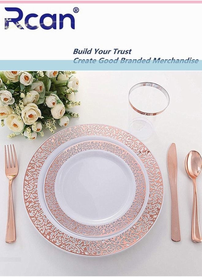 150 Pcs Set Rose Gold Upscale Wedding Dining Party Disposable Plastic Hollow Carved Cutlery Set, Party Supplies Plate, Spoon, Fork, Knife, Party Tableware (25 Guest) - pzsku/ZCA90F6E3EAAB13CA74BBZ/45/_/1660146884/d2cbf1c4-3abc-45bb-ad14-5ac20c0b19a4