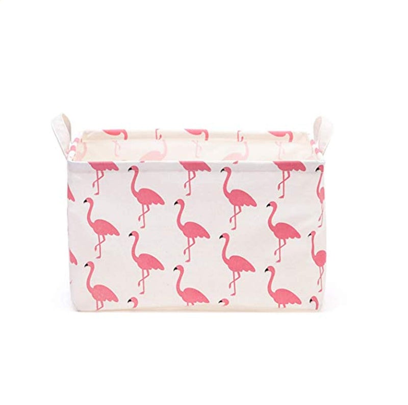 A person who loves life Flamingo Rectangular Storage Basket Collapsible Storage Basket Waterproof Coated Storage Box with Handle Used to Organize Childrens Toys and Clothing Books Gift Baskets 