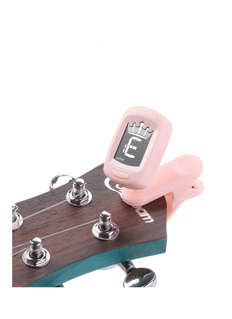 Generic - Clip-On Tuner for Guitar Ukulele Violin Bass u0026 Chromatic Tuning Modes (Multi-Key Modes), LCD Display, 360 Degree Rotating, Fast u0026 Accurate (pink) - Image 1