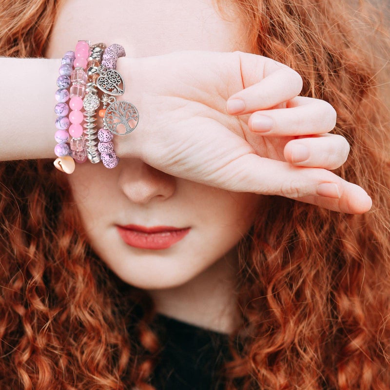 VONRU Bohemian Bracelet Sets for Women - 6 Sets Stackable Stretch Bracelets Multi-color Boho Jewelry for Women Hippie Bracelets Dainty Jewelry (Tree of Life Bead Bracelets) - Image 5