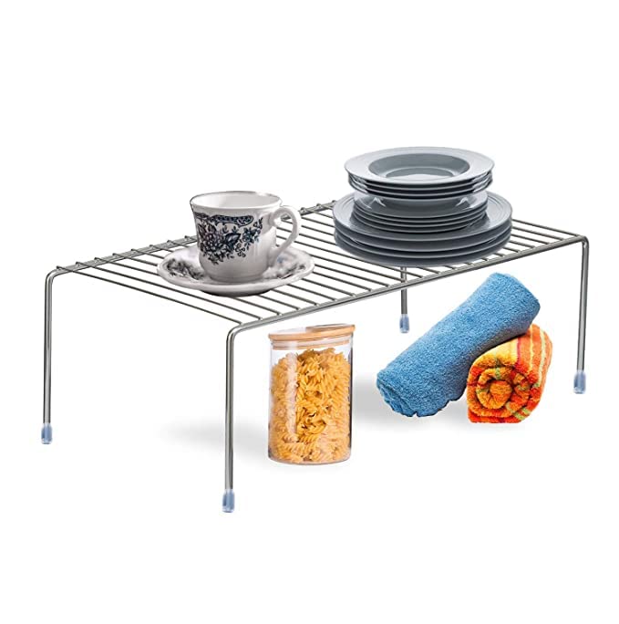CR18 COLLECTION 3 Pcs Heavy Stainless Steel 2 Layer Storage Rack with Two Expandable Storage Stand for Kitchen 2Tier Shelf Standing Rack Multipurpose Storage Rack Kitchen Accessories Stand - Image 5