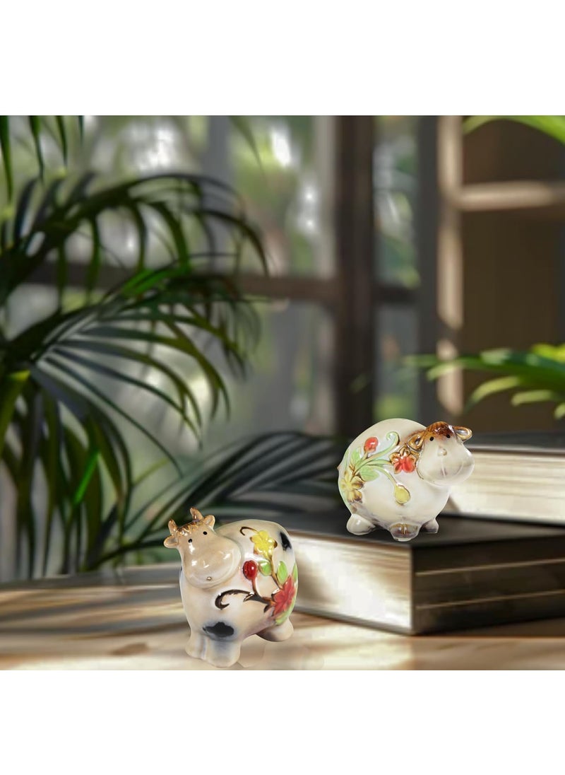 Wonderland Wonderland (Set of 2 Vintage Decorative Items for Home - Brawny and Charming Ceramic Cow & Bull Showpiece Decoration Items for Home Garden, Living Room, Home Décor  - Image 1