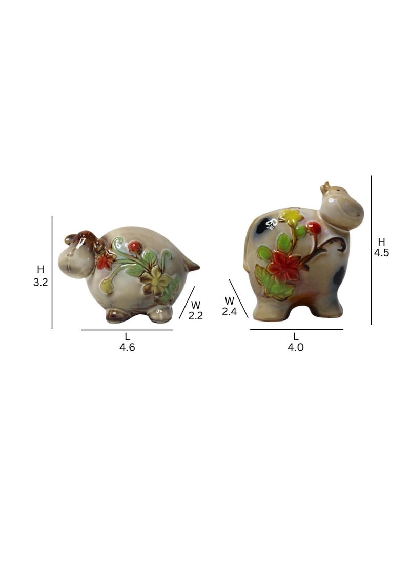 Wonderland Wonderland (Set of 2 Vintage Decorative Items for Home - Brawny and Charming Ceramic Cow & Bull Showpiece Decoration Items for Home Garden, Living Room, Home Décor  - Image 3