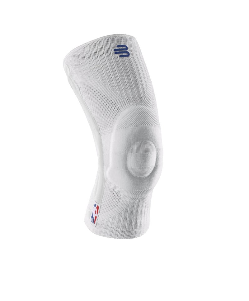Bauerfeind Sports Knee Support NBA Officially Licensed Basketball Knee Brace Relief and Stabilization Targeted Compression Lightweight Durable White Large
