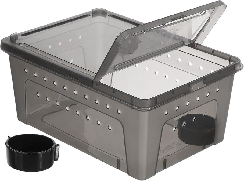 صندوق تربية الزواحف من البلاستيك الأسود قفص جيد التهوية للسلاحف والوزغ والثعابين سهل التجميع والتنظيف - Image 2