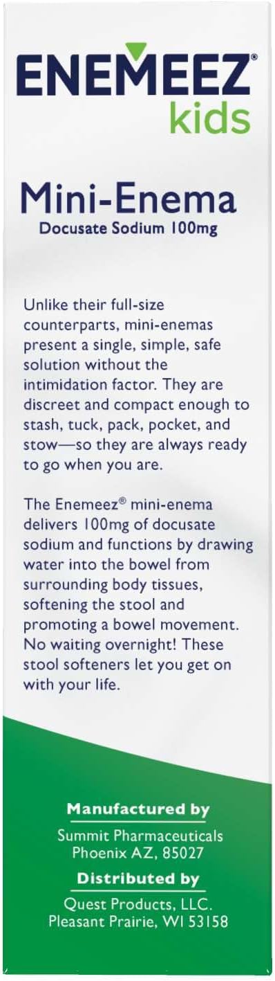 Enemeez Kids Enema MiniEnemas for Ages 212 Docusate Sodium Stool Softener FastActing Constipation Relief Promotes Bowel Movement in 215 Minutes 2ct 3 Pack 6 Total SingleUse 5ml Tubes - Image 3