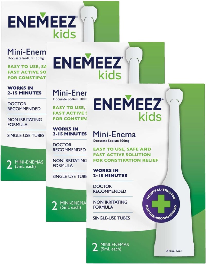 Enemeez Kids Enema MiniEnemas for Ages 212 Docusate Sodium Stool Softener FastActing Constipation Relief Promotes Bowel Movement in 215 Minutes 2ct 3 Pack 6 Total SingleUse 5ml Tubes - Image 1