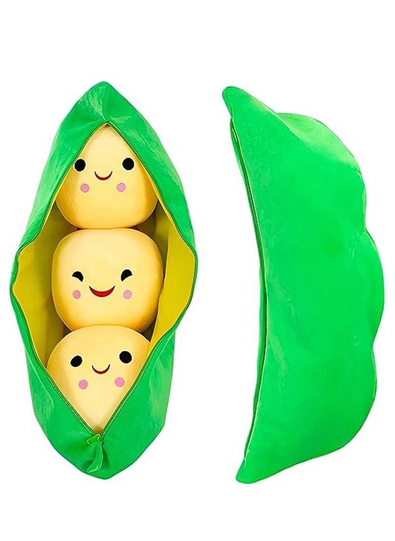 Generic - Giant Peas in A Pod Plush Toy Pea Pod Pillow Cute Pea Stuffed Toys Plant Doll Various Sizes (Yellow Beans,9.8''/25cm) - Image 1
