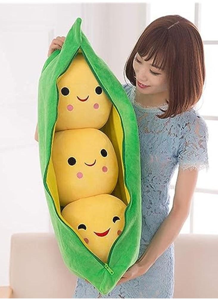 Generic - Giant Peas in A Pod Plush Toy Pea Pod Pillow Cute Pea Stuffed Toys Plant Doll Various Sizes (Yellow Beans,9.8''/25cm) - Image 1