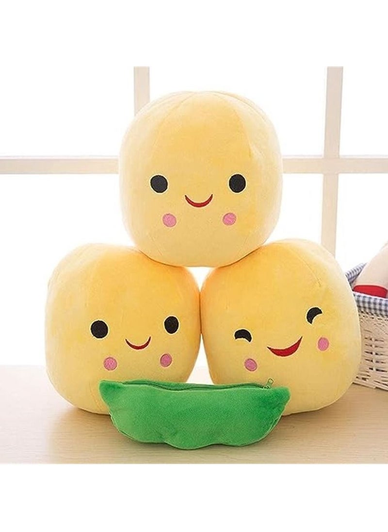 Generic - Giant Peas in A Pod Plush Toy Pea Pod Pillow Cute Pea Stuffed Toys Plant Doll Various Sizes (Yellow Beans,9.8''/25cm) - Image 1