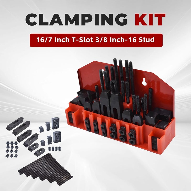 findmall 58 Pcs Pro-Series 7/16" T-Slot 3/8"-16 Stud Clamping Kit Hardened Hold Down Clamping Kit Fit for Bridgeport Mill - Image 5