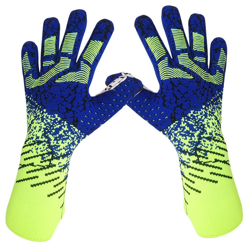 Generic New Thickened Anti-Slip Soccer Goalkeeper Gloves for Kids and Adults blue green 