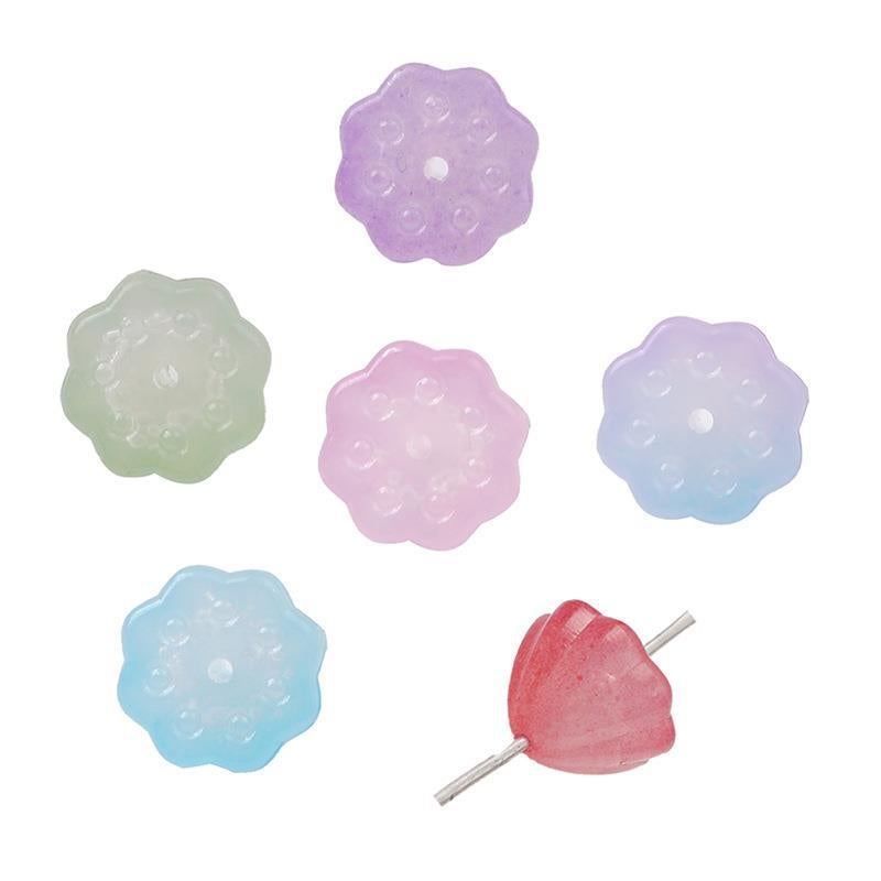 10mm acrylic gradient lotus seed heart straight hole beads DIY handmade necklace loose beads pendant decorative material Random color mixing