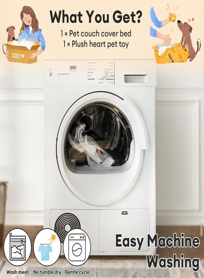 FUNNY FUZZY FUNNYFUZZY Calming Dog Bed Mat, Fluffy Fuzzy Couch Cover for Sofa, Furniture Protector with Removable Washable Cover for Medium Small Dogs and Cats (Coffee,47.24 × 37.4 × 6.3 in) - Image 4