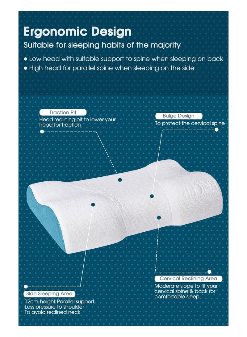 Memory Foam Bed Pillow for Sleeping Cervical Pillow for Neck and Shoulder Neck Support Pillow for Shoulder and Neck Pain Relief with Washable Cover - Image 4