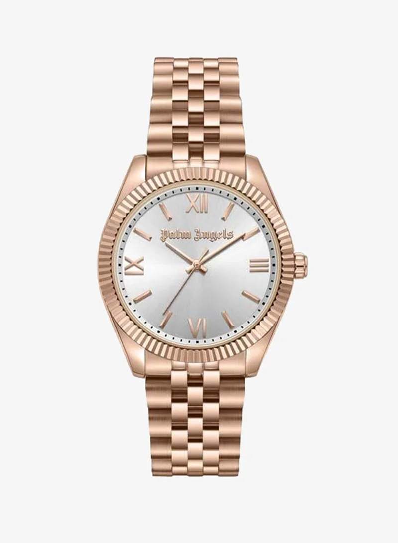 Palm Angels Pioniere Silver Dial Rose Gold Stainless Steel Bracelet Analog Watch for Women, 36mm