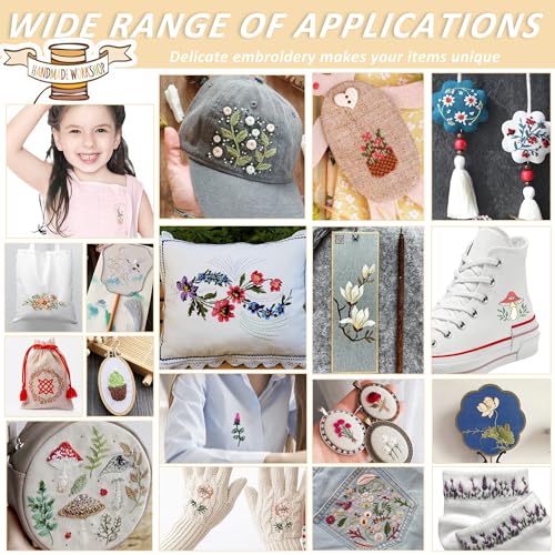 CRASHOT Water Soluble Stabilizer Embroidery Pattern - Flower Border Stick & Stitch Embroidery Paper Wash Away, Running Border Hand Sewing Patterns for Jean Bag T-Shirt (4 Sheets) - Image 5