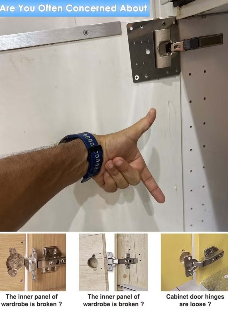 OMEVE 12PCS Cabinet Hinge Repair Plate, Stainless Steel Hinge Repair Brackets Kit with Fixing Screws, Cabinet Hinge Repair Plate for Kitchen Cupboard Door - Image 2