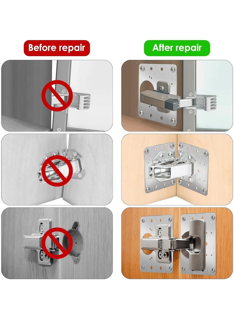 OMEVE 12PCS Cabinet Hinge Repair Plate, Stainless Steel Hinge Repair Brackets Kit with Fixing Screws, Cabinet Hinge Repair Plate for Kitchen Cupboard Door - Image 4