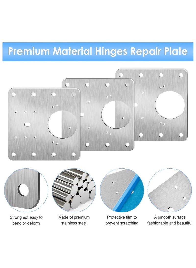 OMEVE 12PCS Cabinet Hinge Repair Plate, Stainless Steel Hinge Repair Brackets Kit with Fixing Screws, Cabinet Hinge Repair Plate for Kitchen Cupboard Door - Image 5