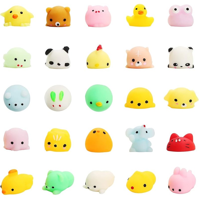 Cute Stone 50 PCs Filled Easter Eggs with Mochi Squishy Toys, Squeeze Kawaii Animals Stress Relief Toys, Party Favors Classroom Prize Gift for Boys and Girls - Image 3