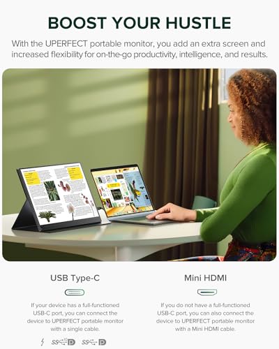 Uperfect شاشة UPERFECT المحمولة 2.5K QLED، 16" 2560x1600 QHD، شاشة ألعاب محمولة HDR FreeSync لجهاز اللابتوب مع VESA وحافظة ذكية غير لامعة لحماية العين، شاشة خارجية ثانية لجهاز الكمبيوتر المحمول والهاتف ووحدة التحكم في الألعاب. - Image 4