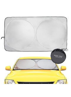 KINDER FLUFF Windshield Sunshade | Reflective & Foldable Windshield Sun Cover & 99% UV Rays Block | Car Window & Car Interior Accessories Sunshades for Windscreen & Dashboard Sun Heat - S (59x28in)  - Image 1