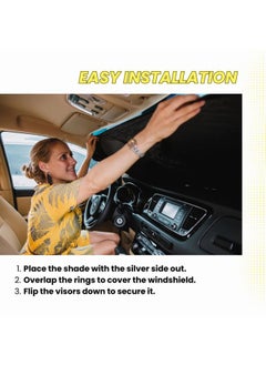 KINDER FLUFF Windshield Sunshade | Reflective & Foldable Windshield Sun Cover & 99% UV Rays Block | Car Window & Car Interior Accessories Sunshades for Windscreen & Dashboard Sun Heat - S (59x28in)  - Image 4