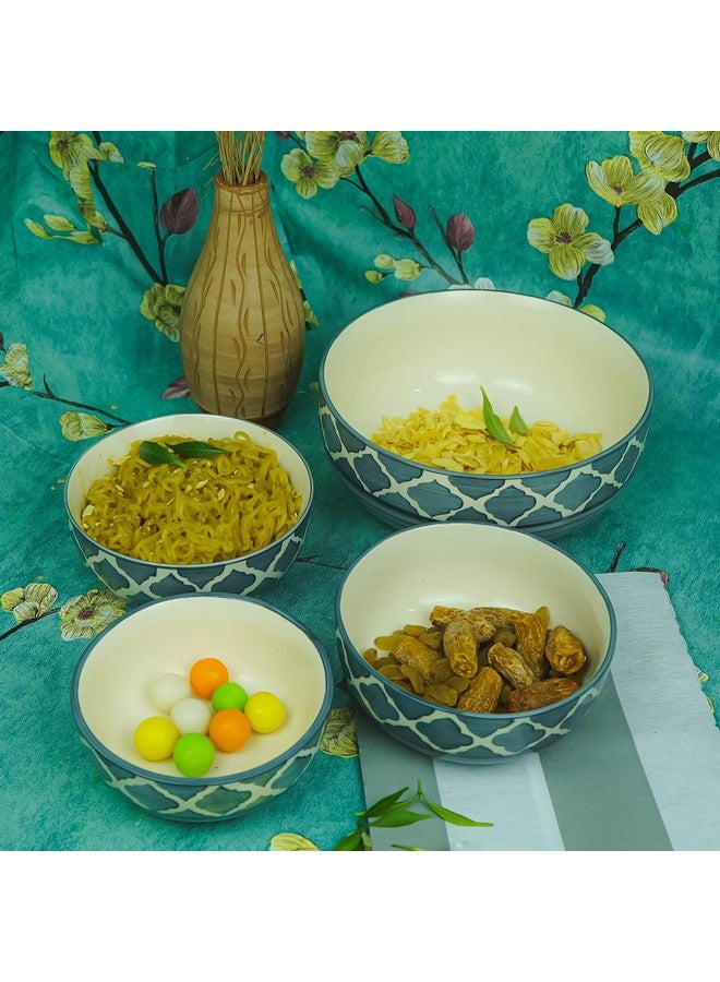 SEPARATE WAY Ceramic Mixing Bowl Set - 4 Different Sizes (1000ML, 750ML, 500ML, 300ML), Gray - for Salad, Soup, Dessert, Mixing - Image 2