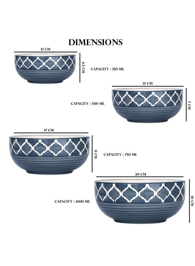 SEPARATE WAY Ceramic Mixing Bowl Set - 4 Different Sizes (1000ML, 750ML, 500ML, 300ML), Gray - for Salad, Soup, Dessert, Mixing - Image 3